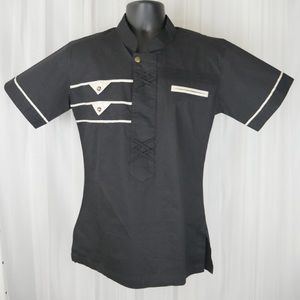 Men’s Embroidered Polo - Black/Cream